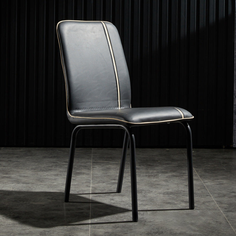 Modern Upholstered Side Dining Chairs Leather Solid Back Armless Chairs