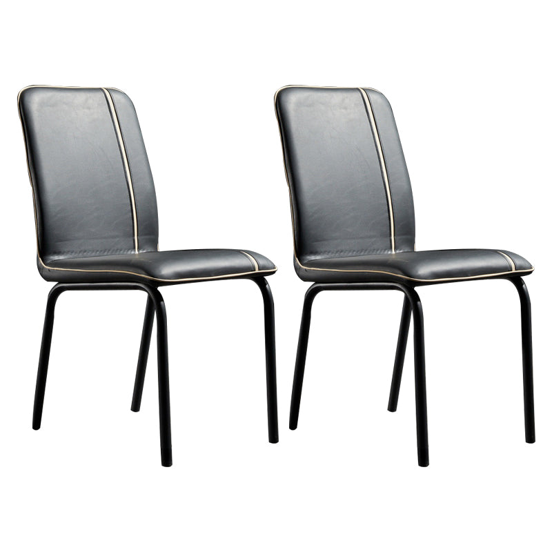 Modern Upholstered Side Dining Chairs Leather Solid Back Armless Chairs