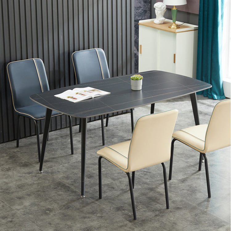 Modern Upholstered Side Dining Chairs Leather Solid Back Armless Chairs