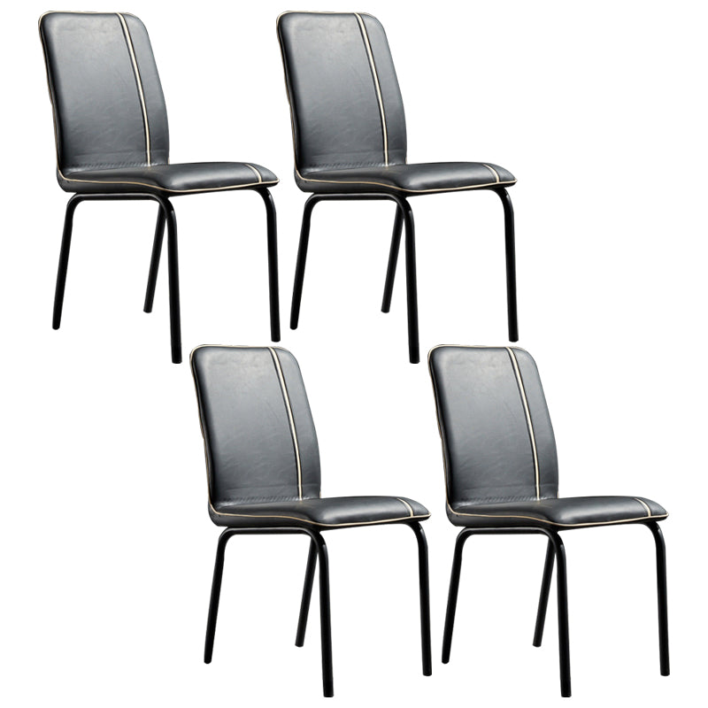 Modern Upholstered Side Dining Chairs Leather Solid Back Armless Chairs