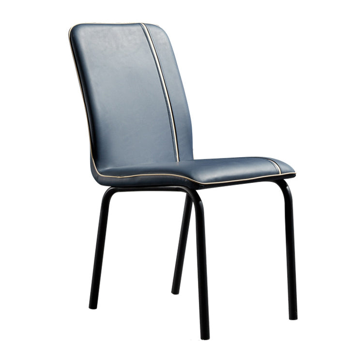 Modern Upholstered Side Dining Chairs Leather Solid Back Armless Chairs