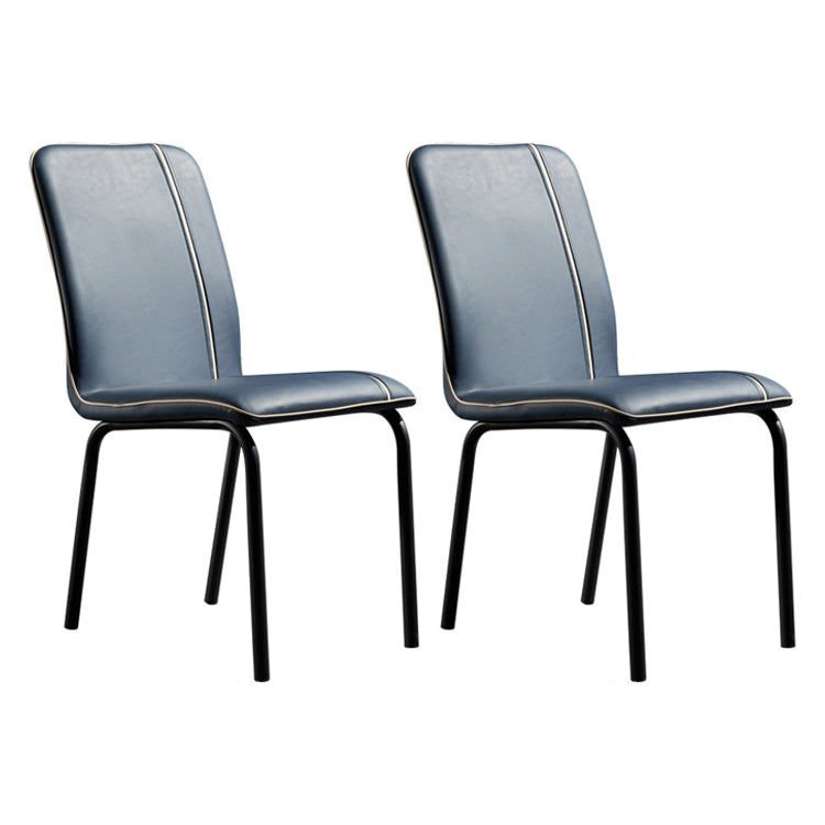 Modern Upholstered Side Dining Chairs Leather Solid Back Armless Chairs