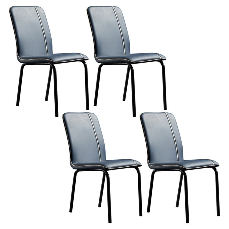 Modern Upholstered Side Dining Chairs Leather Solid Back Armless Chairs