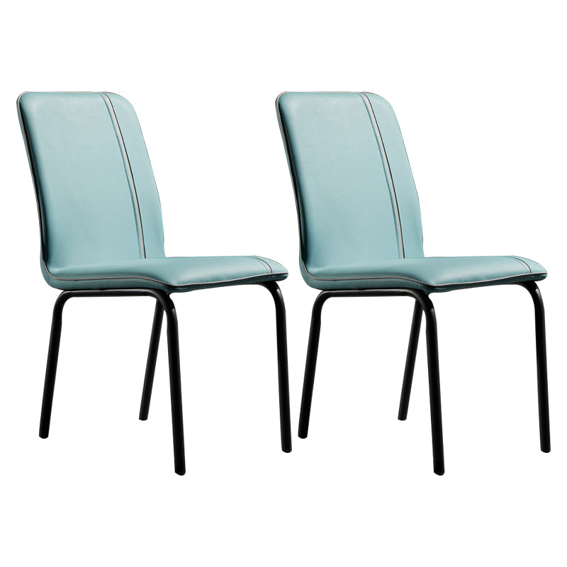 Modern Upholstered Side Dining Chairs Leather Solid Back Armless Chairs