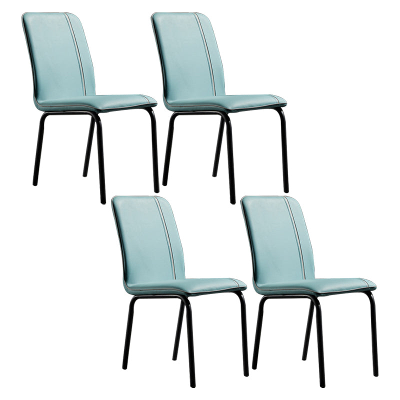 Modern Upholstered Side Dining Chairs Leather Solid Back Armless Chairs