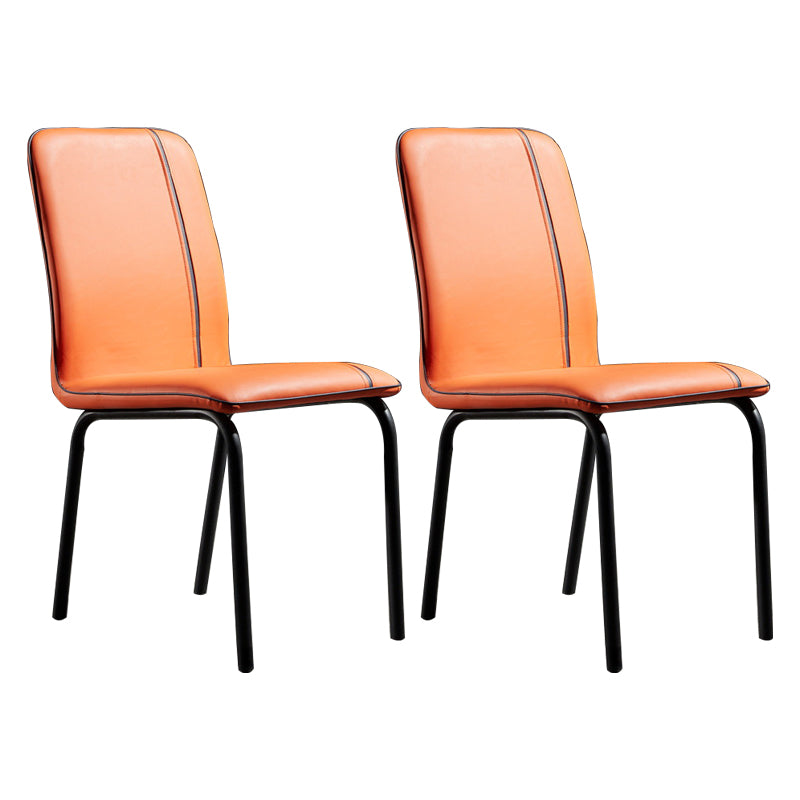 Modern Upholstered Side Dining Chairs Leather Solid Back Armless Chairs