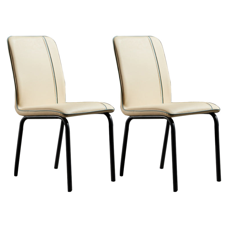Modern Upholstered Side Dining Chairs Leather Solid Back Armless Chairs
