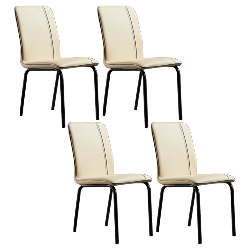 Modern Upholstered Side Dining Chairs Leather Solid Back Armless Chairs