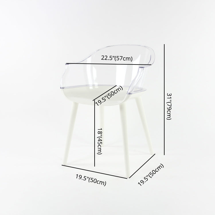Glam Style Transparent Acrylic Arm Chair Multicolor Dining Arm Chair for Home