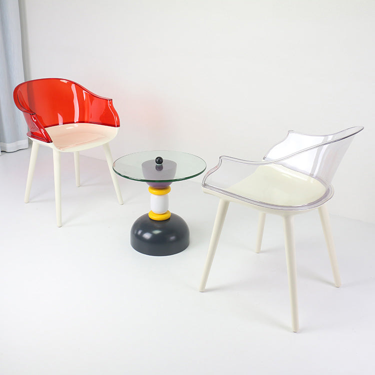 Glam Style Transparent Acrylic Arm Chair Multicolor Dining Arm Chair for Home