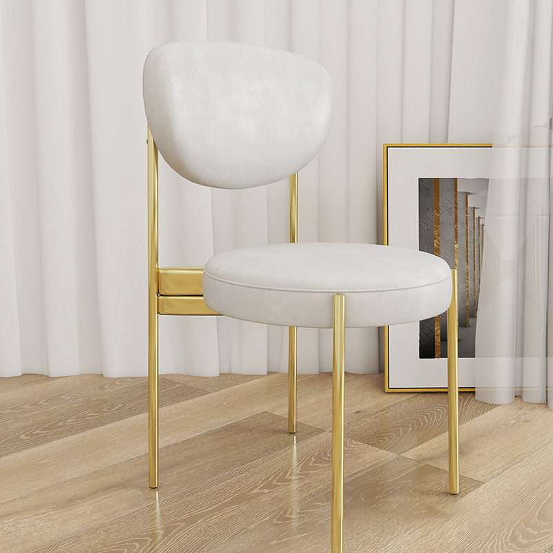 Chaise d'appoint en métal de Style Glam, finition mate, chaise de salle à manger à dossier ouvert pour usage domestique