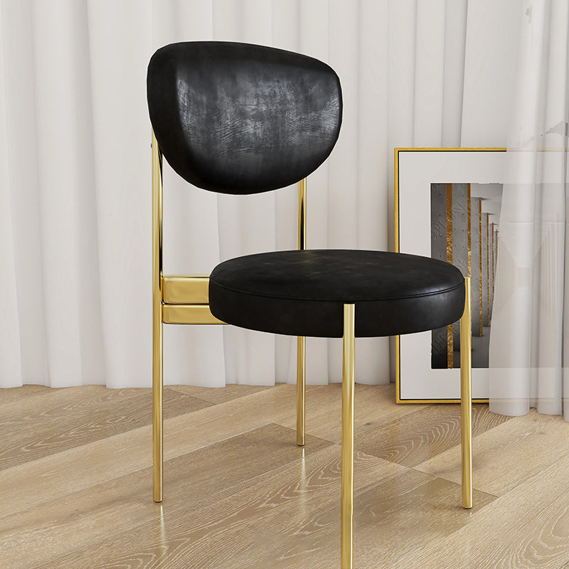 Chaise d'appoint en métal de Style Glam, finition mate, chaise de salle à manger à dossier ouvert pour usage domestique