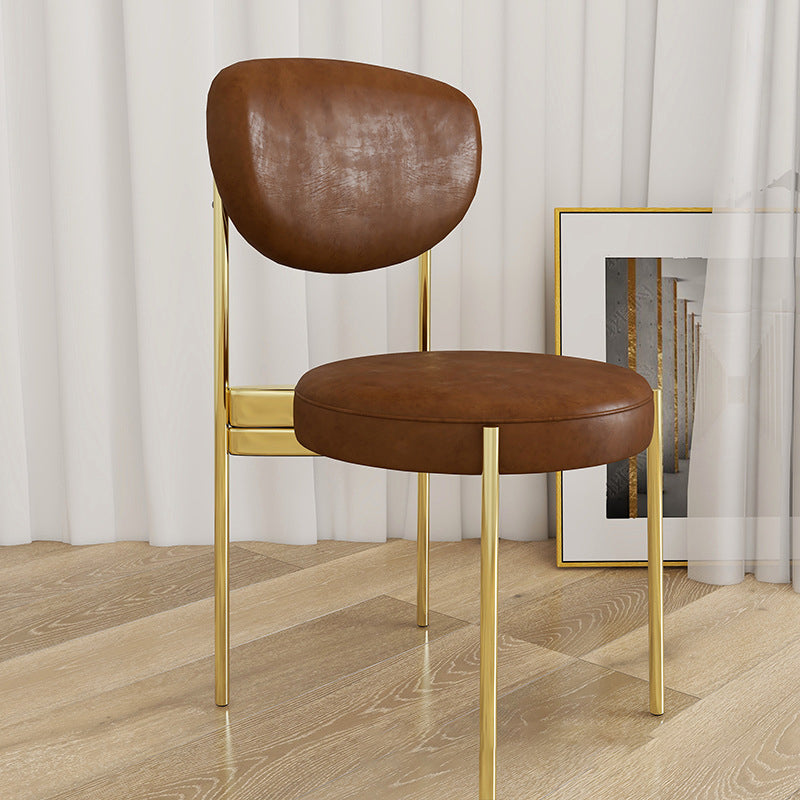 Chaise d'appoint en métal de Style Glam, finition mate, chaise de salle à manger à dossier ouvert pour usage domestique