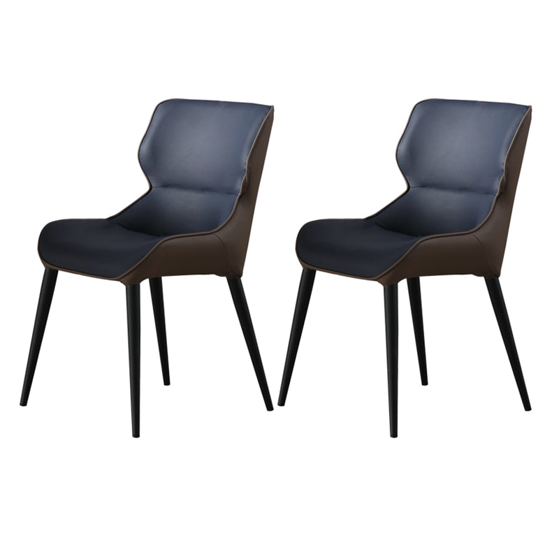 Scandinavian Style Faux Leather Dining Chair Solid Back Chair with 4 Black Finish Legs