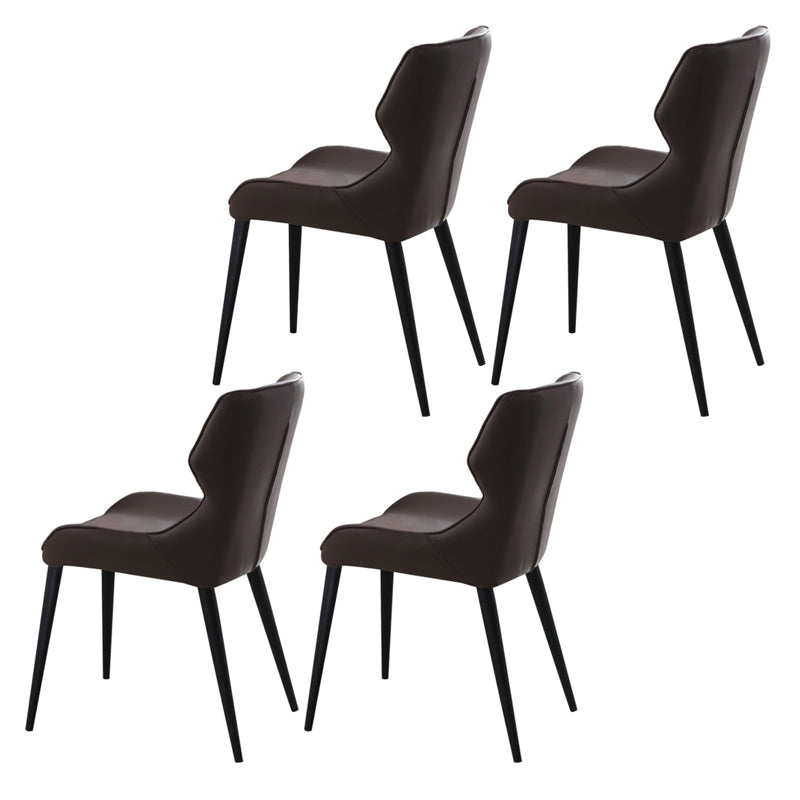 Scandinavian Style Faux Leather Dining Chair Solid Back Chair with 4 Black Finish Legs
