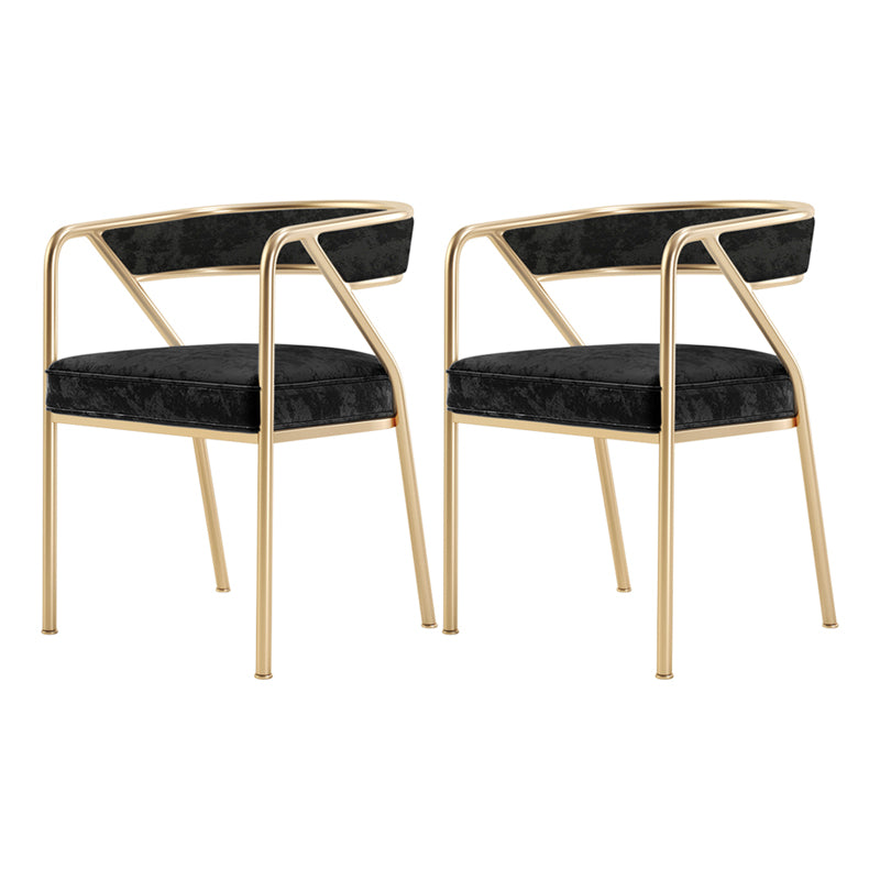 Moderner Samt -Esstuhl 30'H Open Rücken Essneitenstuhl mit Metallbasis für Restaurant