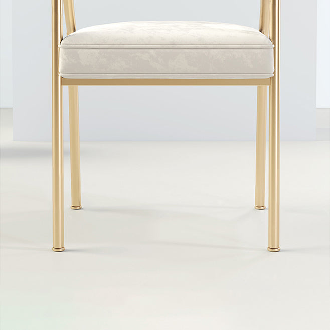 Moderner Samt -Esstuhl 30'H Open Rücken Essneitenstuhl mit Metallbasis für Restaurant