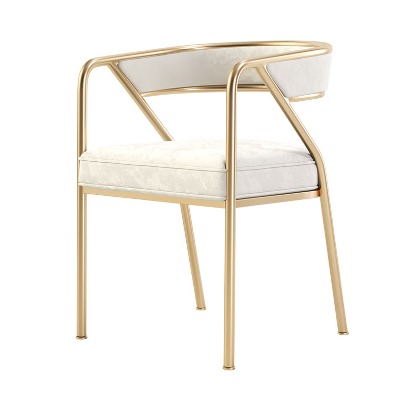 Moderner Samt -Esstuhl 30'H Open Rücken Essneitenstuhl mit Metallbasis für Restaurant