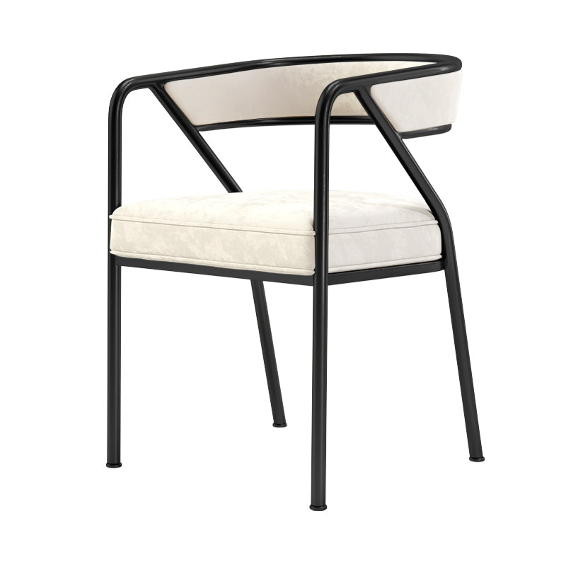 Moderner Samt -Esstuhl 30'H Open Rücken Essneitenstuhl mit Metallbasis für Restaurant