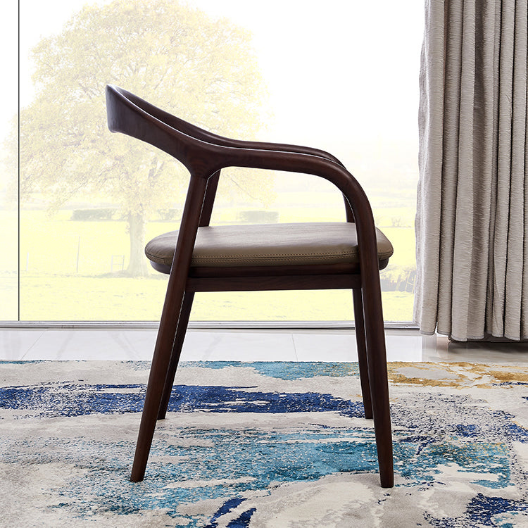 Silla de comedor minimalista con respaldo de apertura de cocina de madera maciza