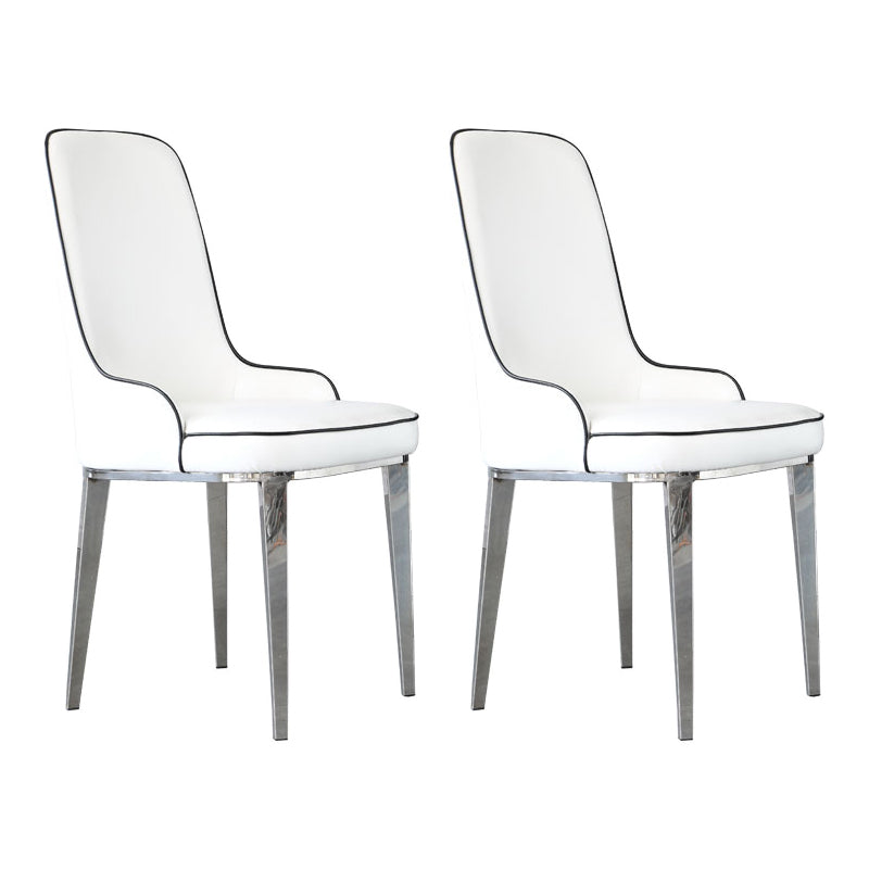 Chaises de salle à manger scandinaves avec 4 jambes en métal chaise sans bras en cuir en cuir pour la maison