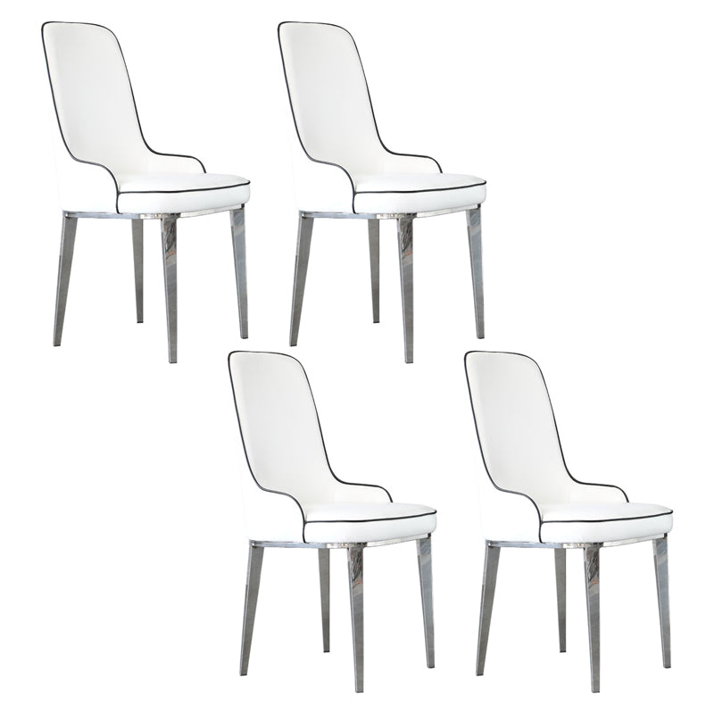 Chaises de salle à manger scandinaves avec 4 jambes en métal chaise sans bras en cuir en cuir pour la maison