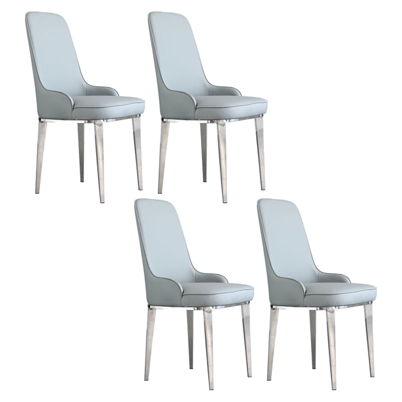 Chaises de salle à manger scandinaves avec 4 jambes en métal chaise sans bras en cuir en cuir pour la maison