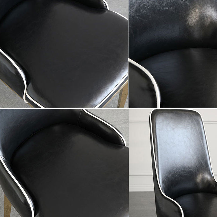 Chaises de salle à manger scandinaves avec 4 jambes en métal chaise sans bras en cuir en cuir pour la maison