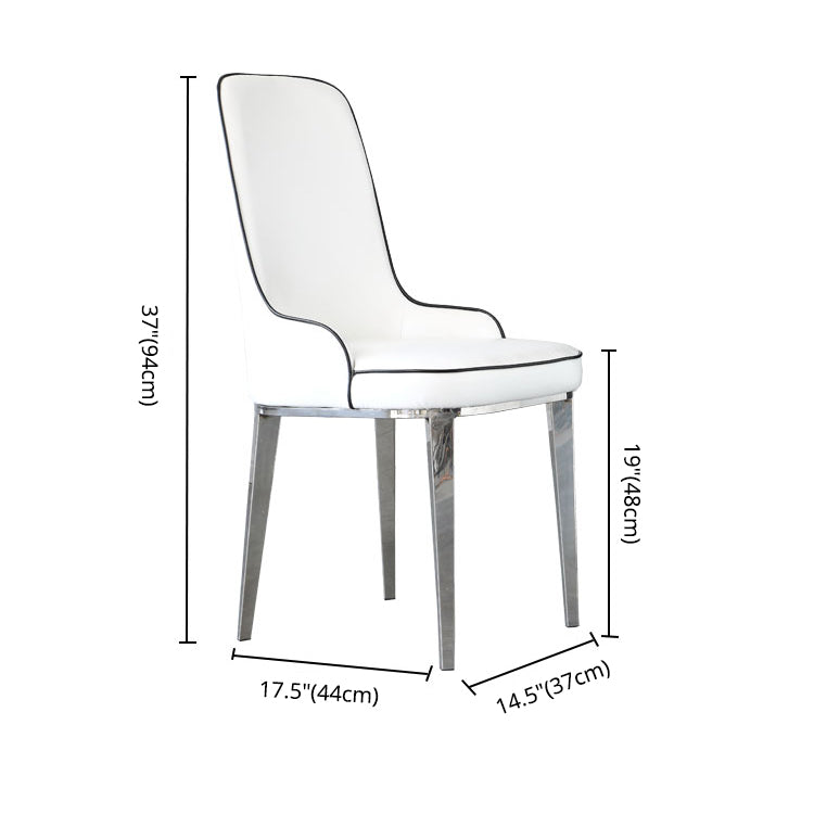Chaises de salle à manger scandinaves avec 4 jambes en métal chaise sans bras en cuir en cuir pour la maison