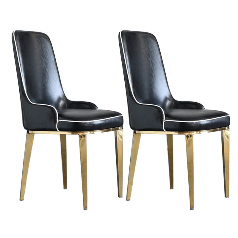 Chaises de salle à manger scandinaves avec 4 jambes en métal chaise sans bras en cuir en cuir pour la maison