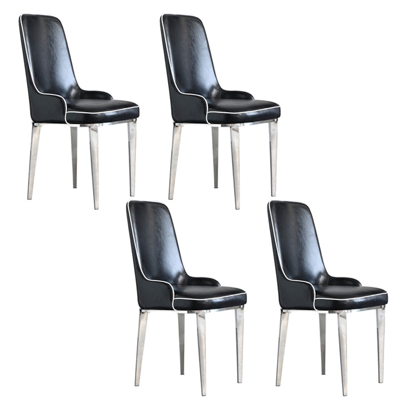 Chaises de salle à manger scandinaves avec 4 jambes en métal chaise sans bras en cuir en cuir pour la maison