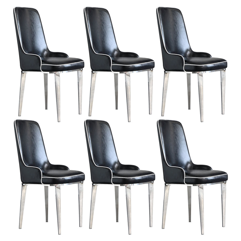 Chaises de salle à manger scandinaves avec 4 jambes en métal chaise sans bras en cuir en cuir pour la maison