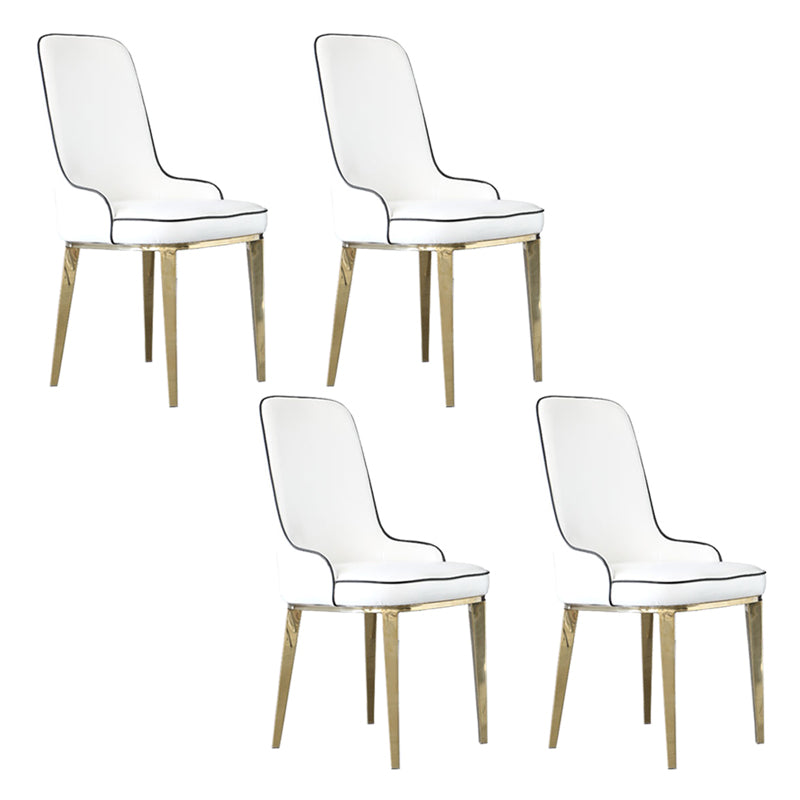 Chaises de salle à manger scandinaves avec 4 jambes en métal chaise sans bras en cuir en cuir pour la maison