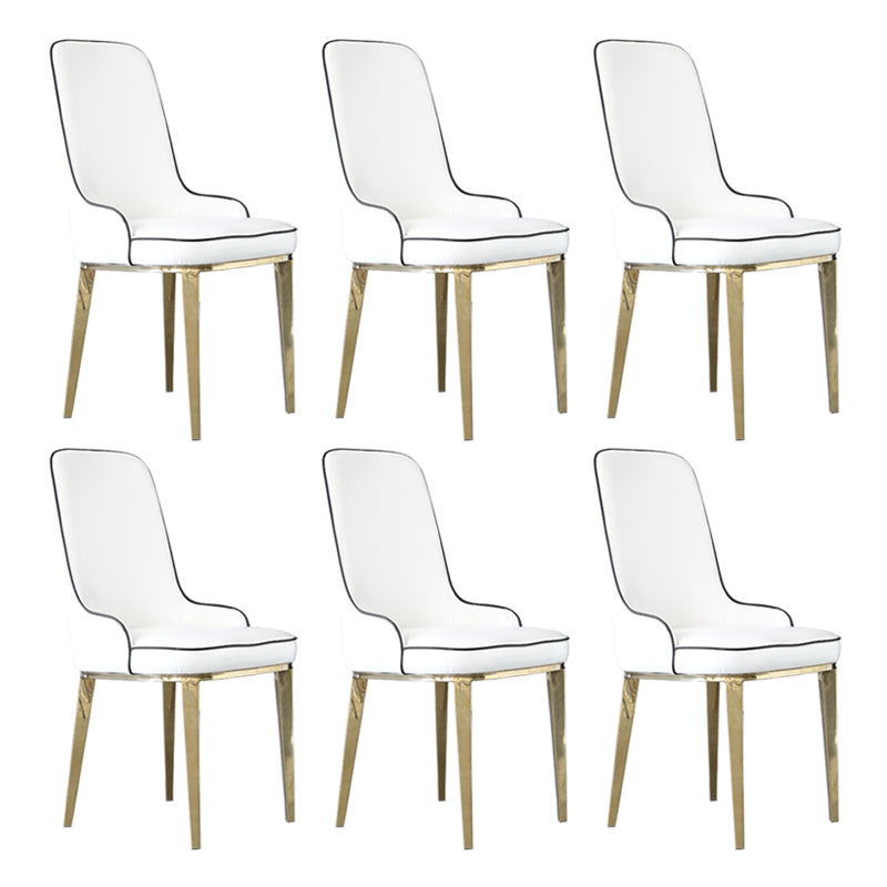 Chaises de salle à manger scandinaves avec 4 jambes en métal chaise sans bras en cuir en cuir pour la maison