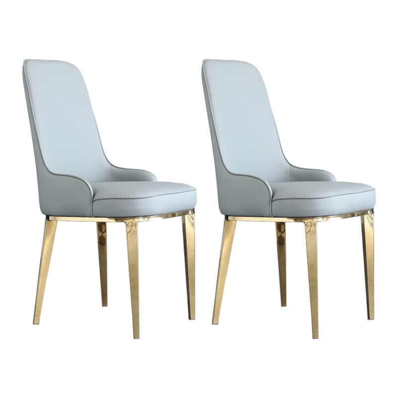 Chaises de salle à manger scandinaves avec 4 jambes en métal chaise sans bras en cuir en cuir pour la maison