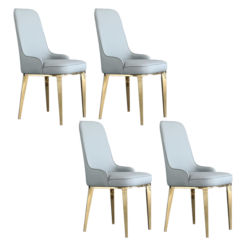 Chaises de salle à manger scandinaves avec 4 jambes en métal chaise sans bras en cuir en cuir pour la maison