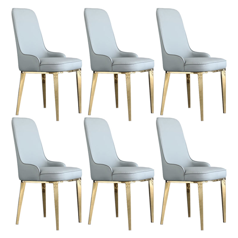 Chaises de salle à manger scandinaves avec 4 jambes en métal chaise sans bras en cuir en cuir pour la maison