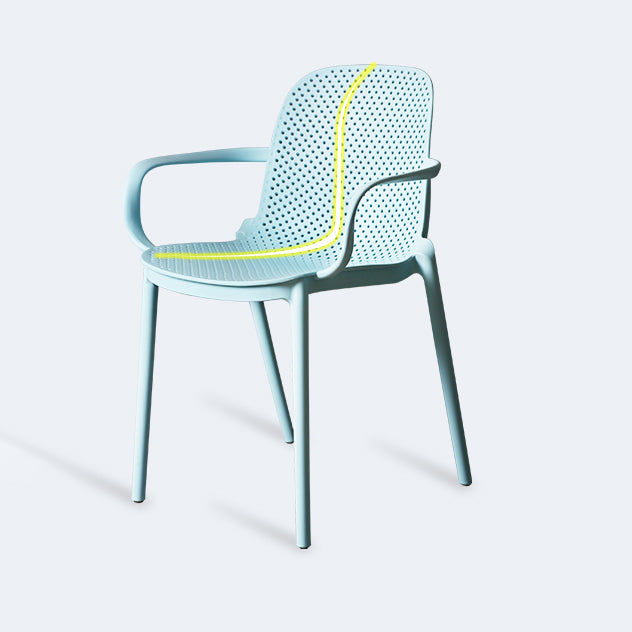 Sillón de comedor de plástico de estilo moderno Silla de comedor apilable multicolora