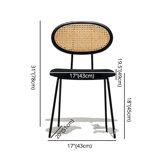 Nordic Style Armless Metal Dining Chairs Open Back Dining Side Chair for Home Use