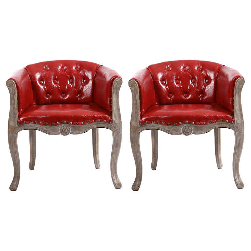 Upholstered Dining Arm Chair Tufted Dining Armchairs with Rubberwood Legs