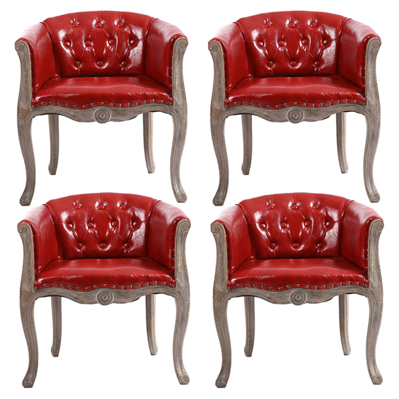 Upholstered Dining Arm Chair Tufted Dining Armchairs with Rubberwood Legs