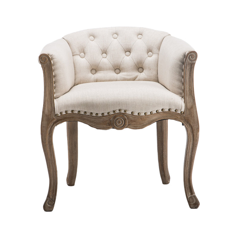 Upholstered Dining Arm Chair Tufted Dining Armchairs with Rubberwood Legs