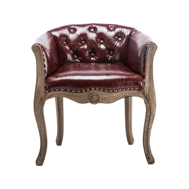 Upholstered Dining Arm Chair Tufted Dining Armchairs with Rubberwood Legs