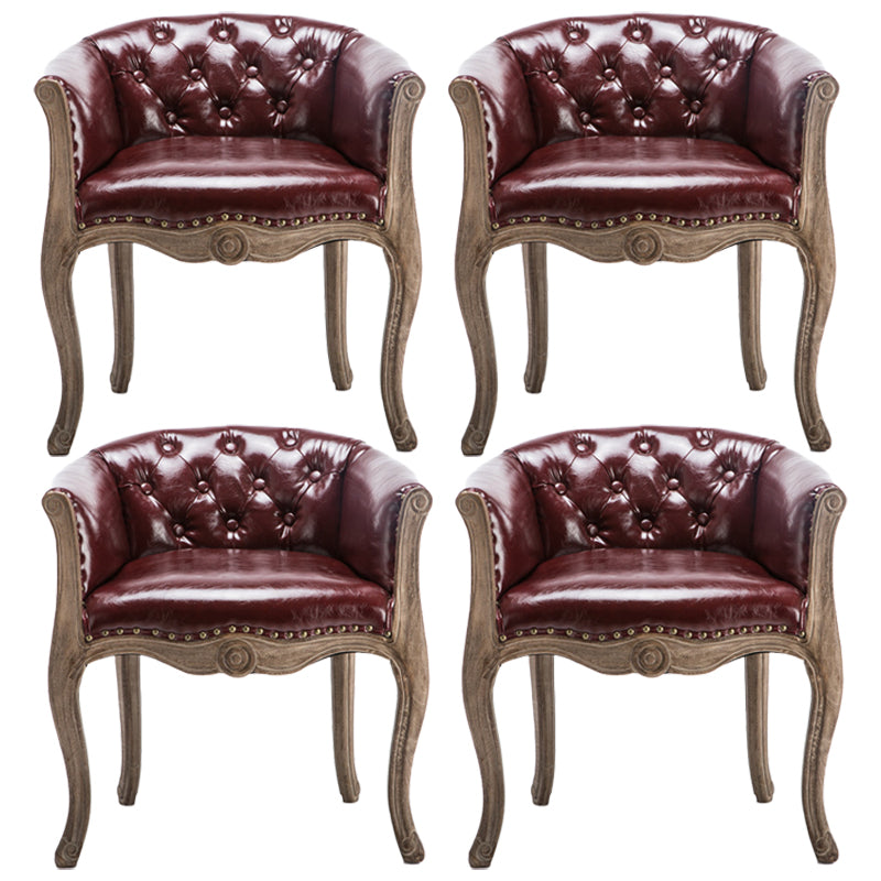 Upholstered Dining Arm Chair Tufted Dining Armchairs with Rubberwood Legs