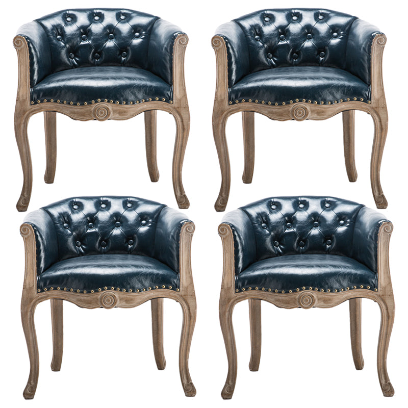 Upholstered Dining Arm Chair Tufted Dining Armchairs with Rubberwood Legs