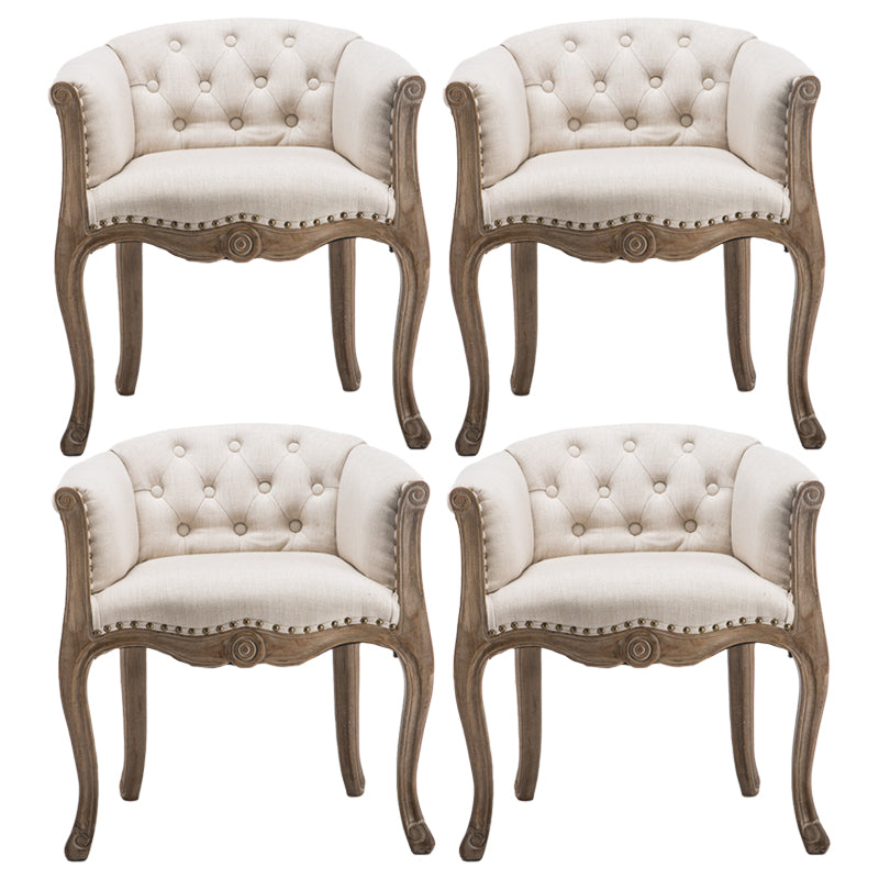 Upholstered Dining Arm Chair Tufted Dining Armchairs with Rubberwood Legs