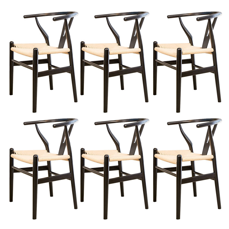 Silla auxiliar de cocina contemporánea de madera con cojín de color, sillón de comedor Wishbone