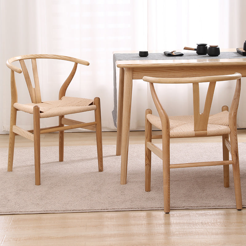 Silla auxiliar de cocina contemporánea de madera con cojín de color, sillón de comedor Wishbone