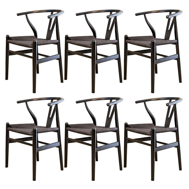 Silla auxiliar de cocina contemporánea de madera con cojín de color, sillón de comedor Wishbone