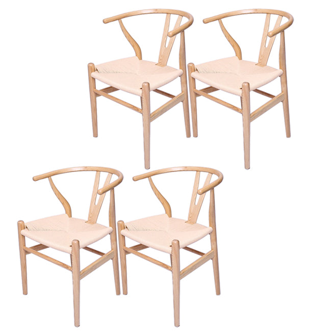 Silla auxiliar de cocina contemporánea de madera con cojín de color, sillón de comedor Wishbone
